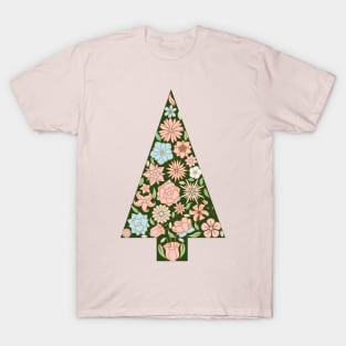 Pastel Flowers Christmas Trees T-Shirt